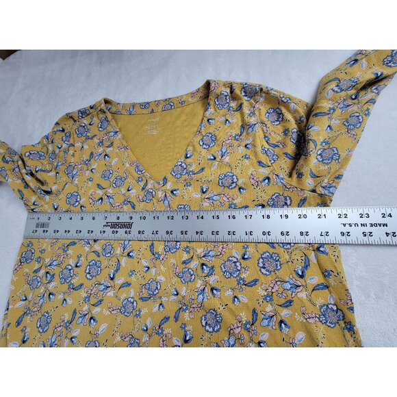 J.Jill Pure Jill Printed V-Neck Top Womens Large Floral Multicolor 3/4 Sleeve - Picture 7 of 8